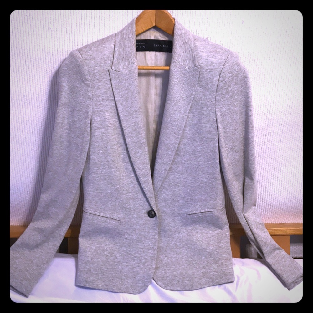 Zara Basic Soft Grey Suit Jacket - image 1